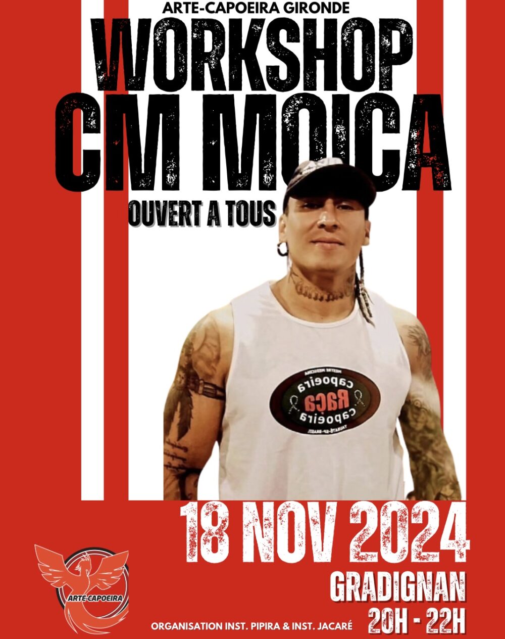 Affiche Workshop capoeira avec le Contre-Maître Moica - Arte-Capoeira Gironde à Gradignan
